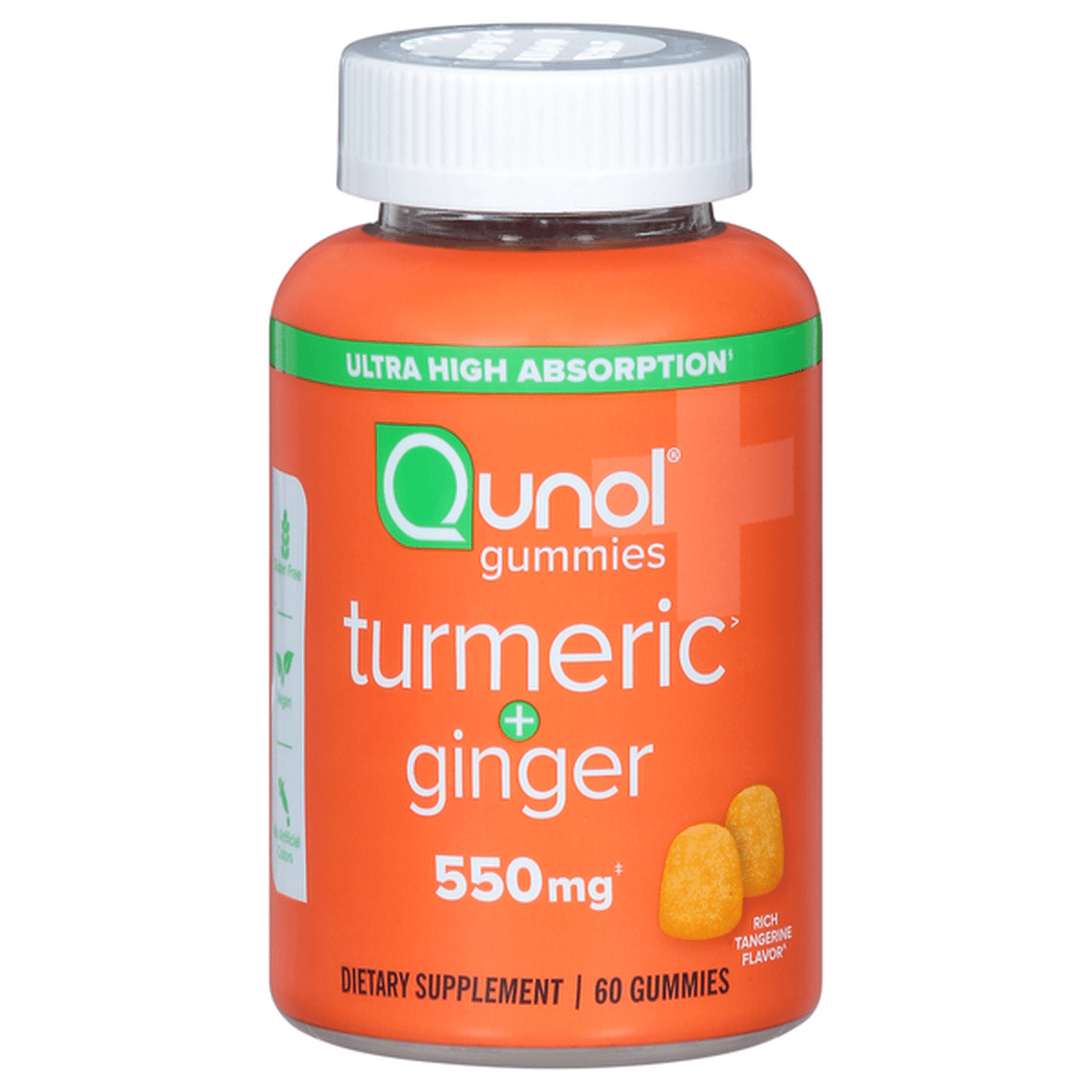 Qunol Turmeric + Ginger, 550 mg, Gummies, Rich Tangerine Flavor (60 ...