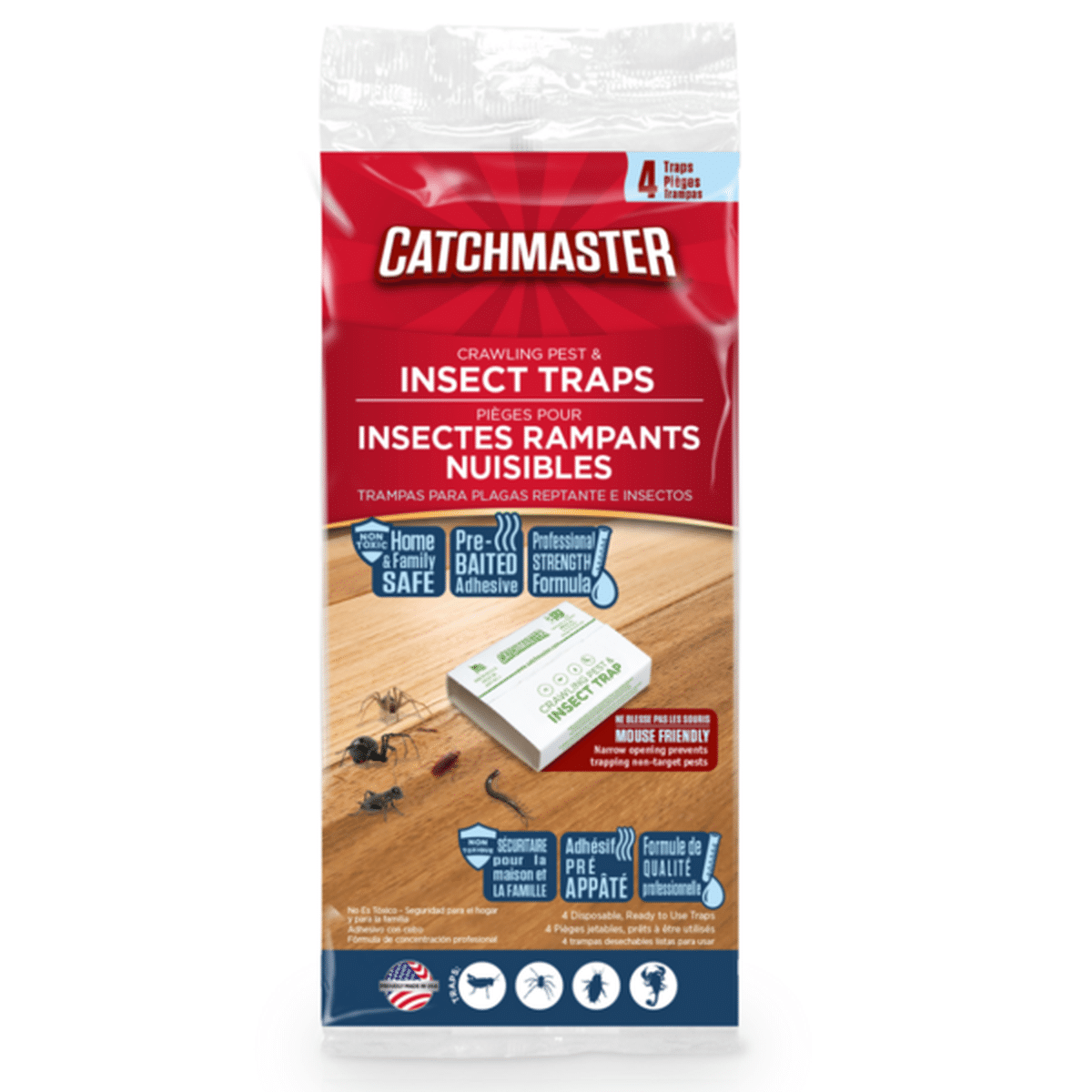 Catchmaster Crawling Pest & Insect Traps, Heavy Duty Glue Trap (4 ct ...