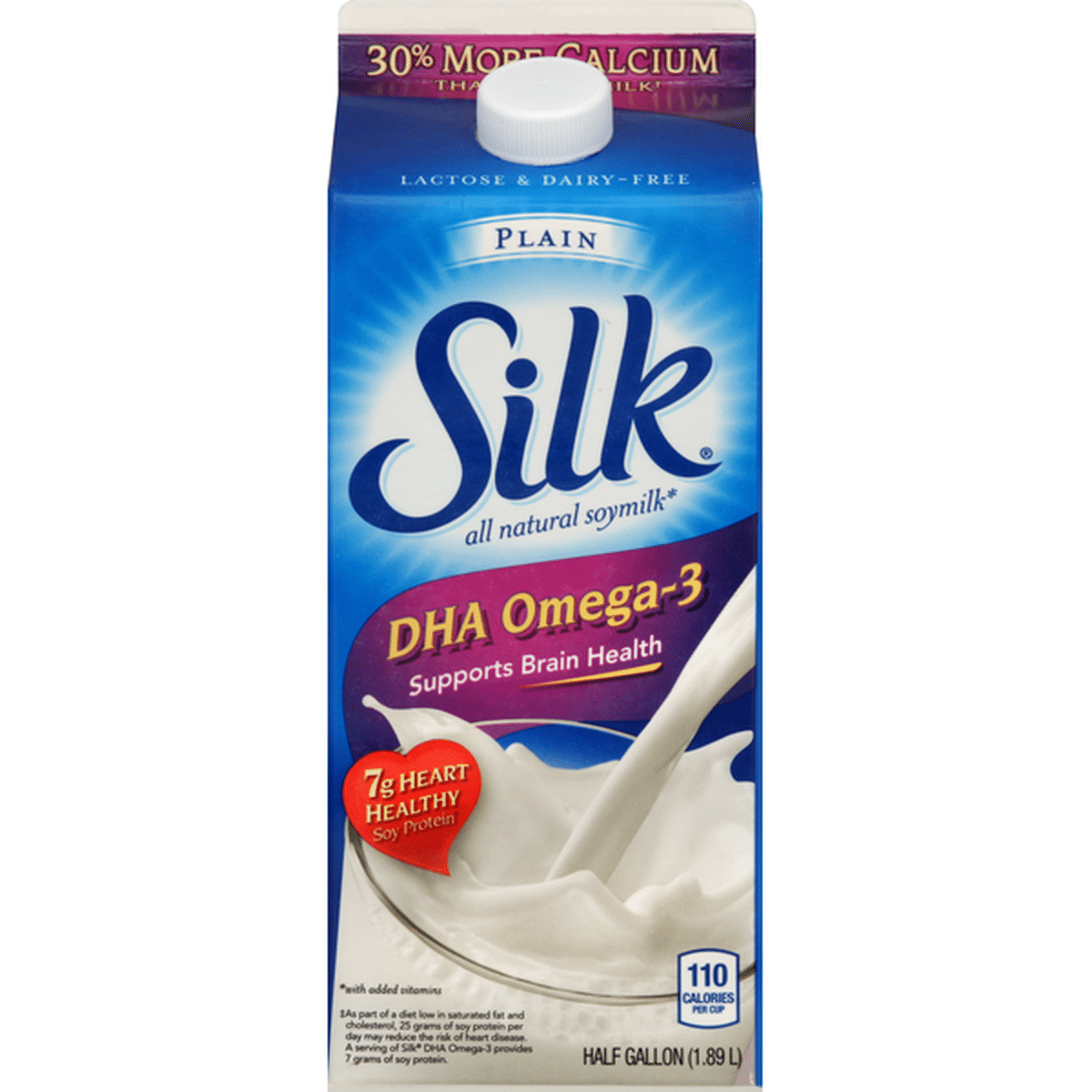 Silk Soymilk, Plain, DHA Omega-3 (0.5 gal) Delivery or Pickup Near Me -  Instacart