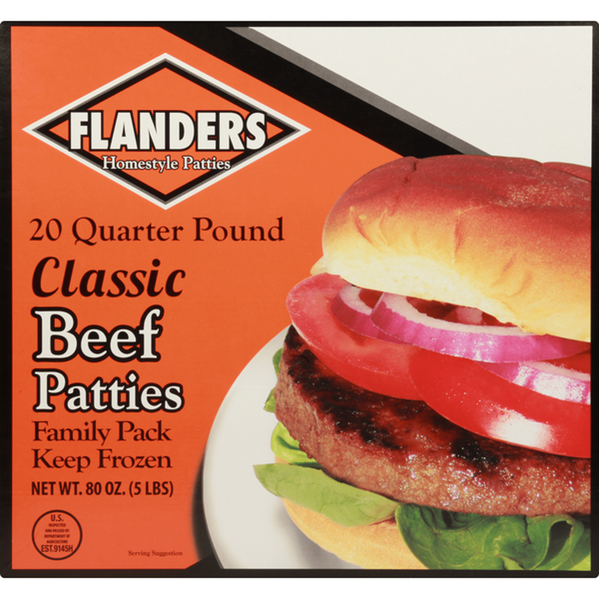 Flanders Patties, Beef, Classic, Family Pack (20 each) Delivery or ...