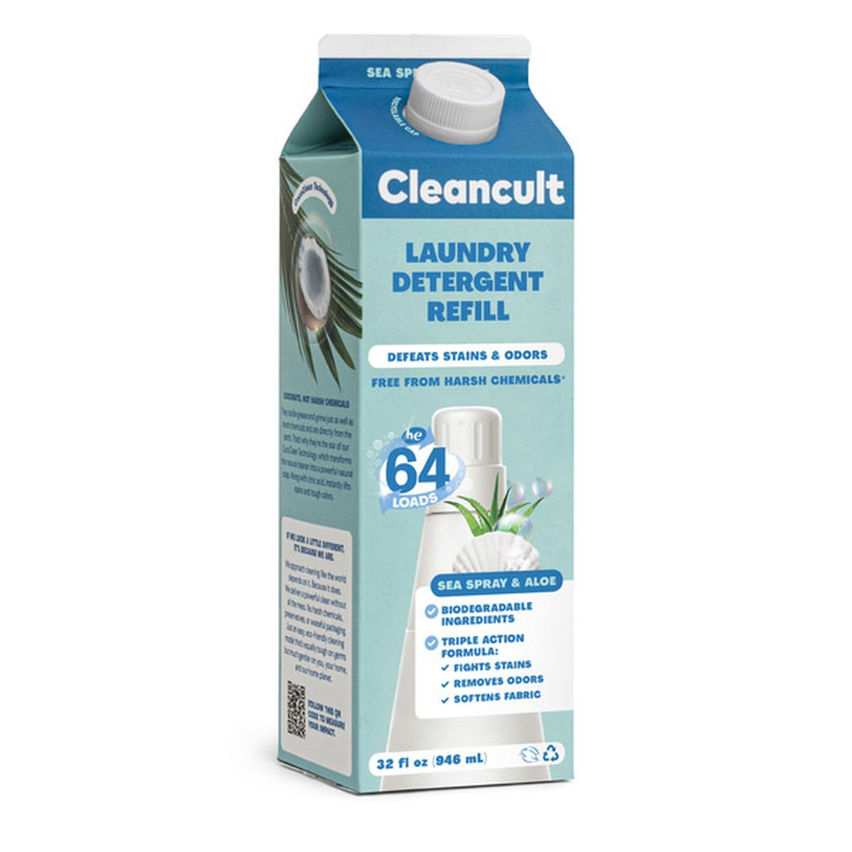 Cleancult Laundry Detergent Refill Sea Spray And Aloe 32 Fl Oz