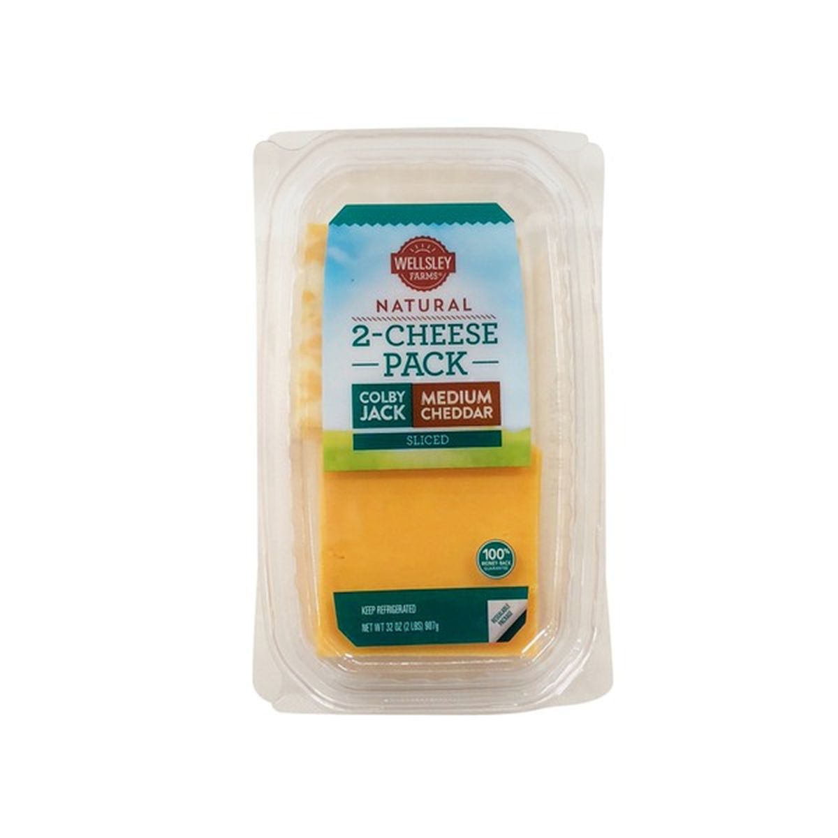 Wellsley Farms Colby Jack, Medium Cheddar Sliced 2-cheese (32 oz ...