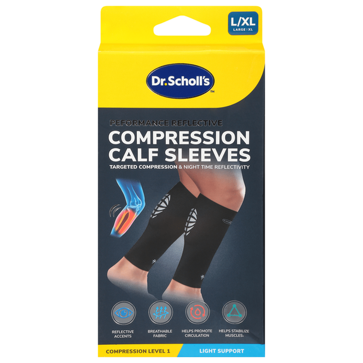 Dr. Scholl's Compression Calf Sleeve with Breathable & Copper-Infused  Fabric for Pain Relief & Support (2-Pack Size L/XL)