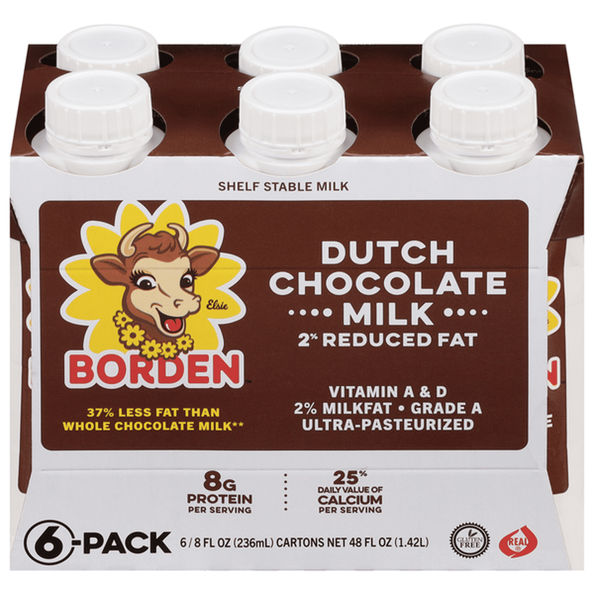 Borden Milk Reduced Fat 2 Milkfat Dutch Chocolate 6 Pack 8 Fl Oz Delivery Or Pickup Near 2409