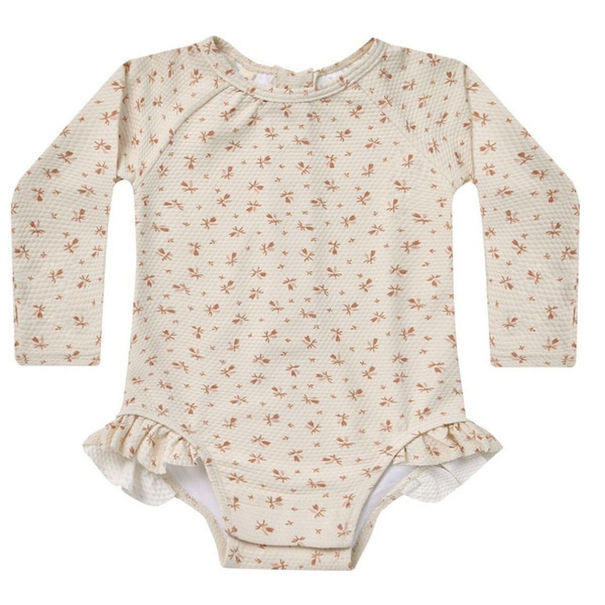 Quincy Mae Ditsy Olivia Rash Guard, Size 6-12M - Pique Clay (1 each ...