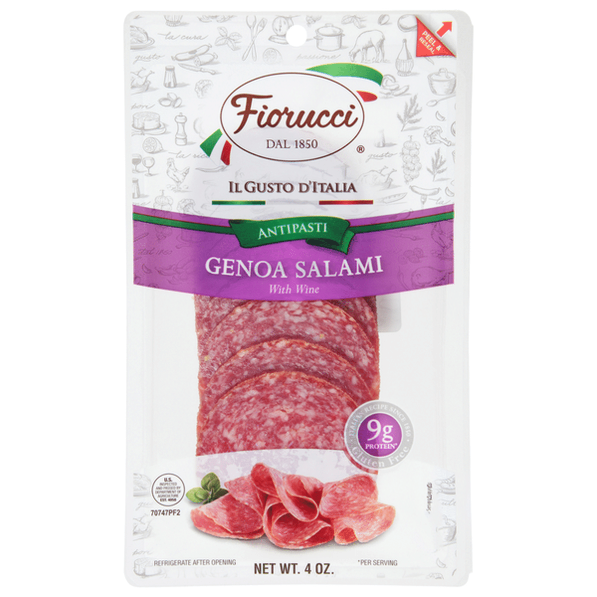 Fiorucci Pre-Sliced Genoa Salami, Easy-to-Open Resealable Package (4 oz ...