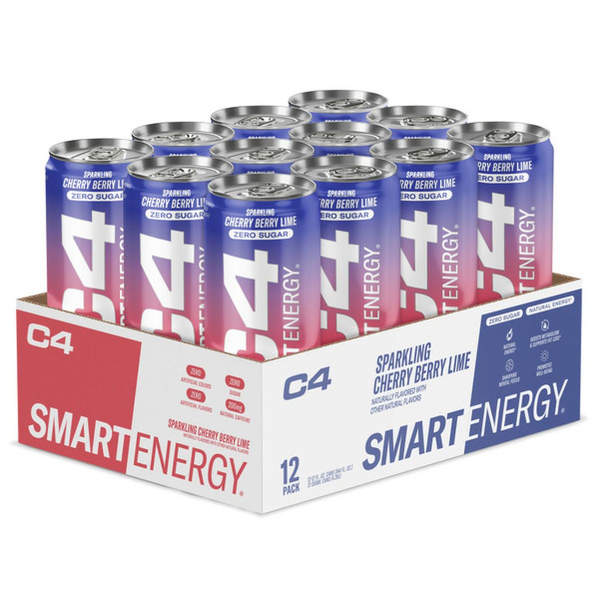 C4 Energy C4 Smart Energy Carbonated, Cherry Berry Lime (12 oz ...