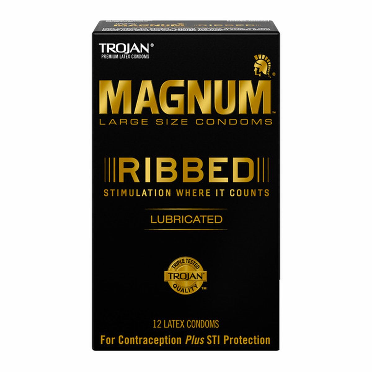 Trojan Magnum Ribbed Large Size Lubricated Condoms - Count (12 ct) Delivery  or Pickup Near Me - Instacart