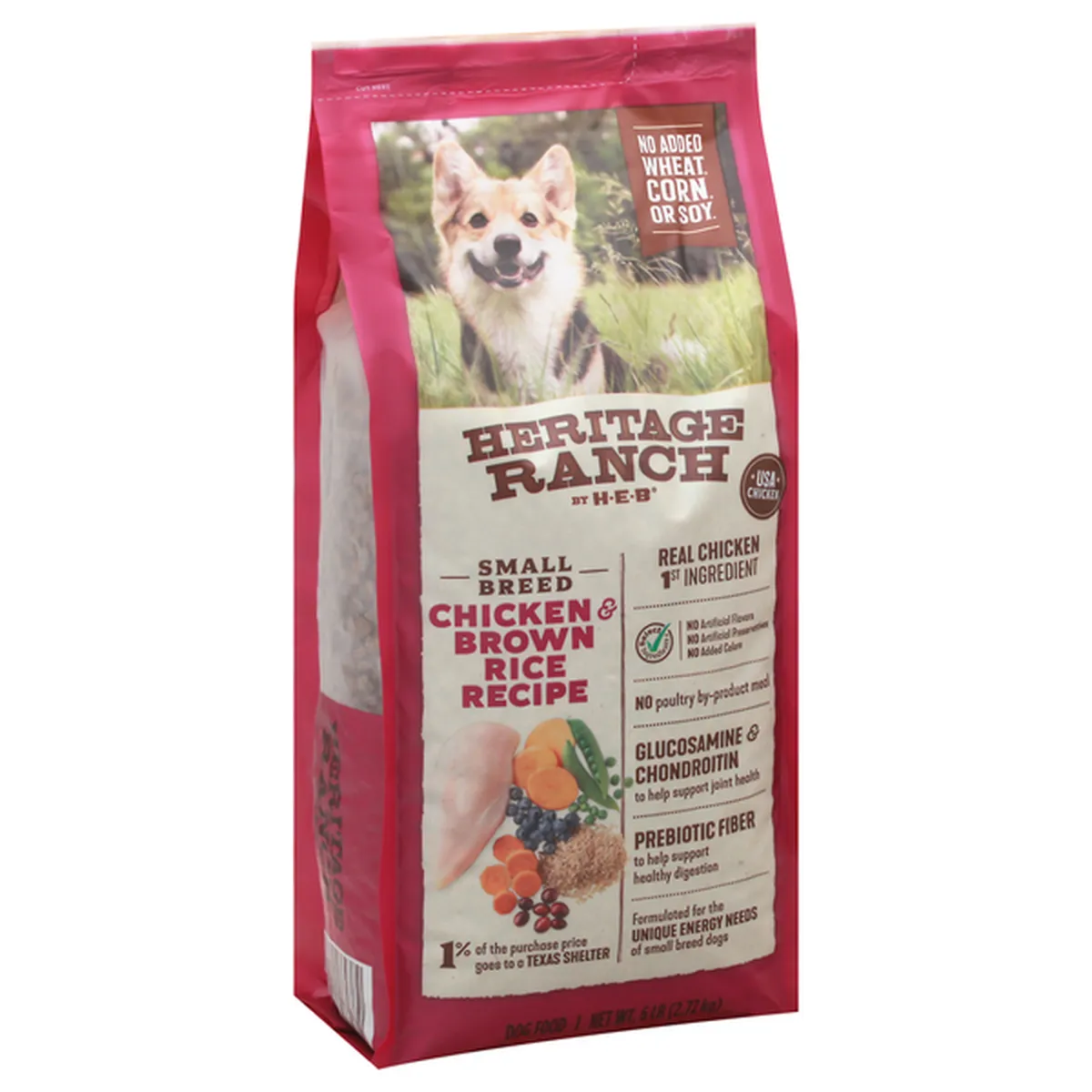 H E B Heritage Ranch Dog Food Chicken Brown Rice Recipe Small