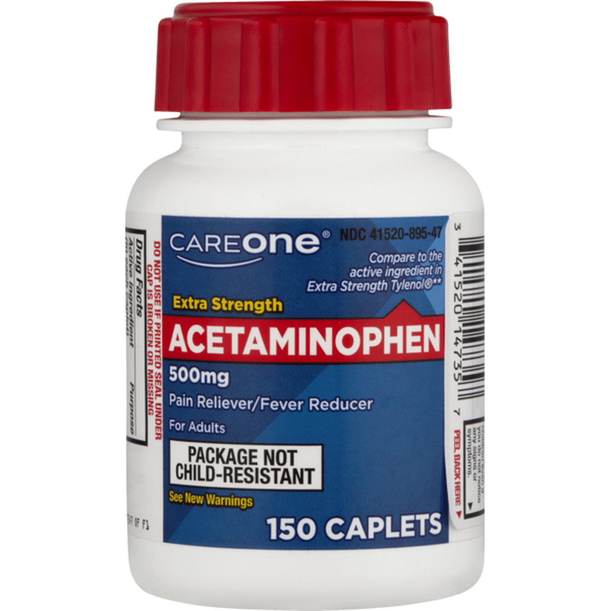 CareOne Acetaminophen, Extra Strength, 500 mg, For Adults, Caplets (150 ...