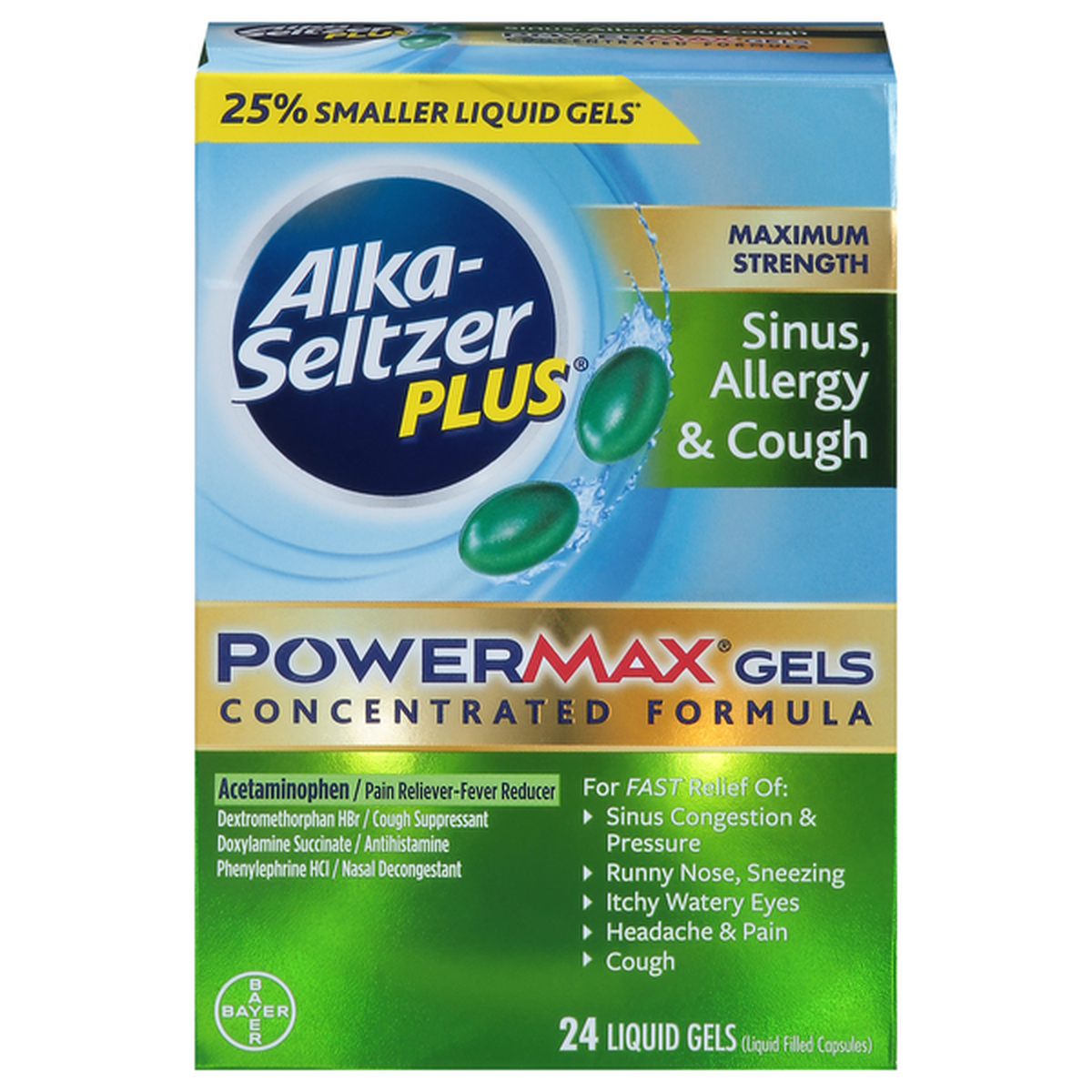 Alka-Seltzer Plus Sinus, Allergy & Cough, Maximum Strength, Liquid Gels ...