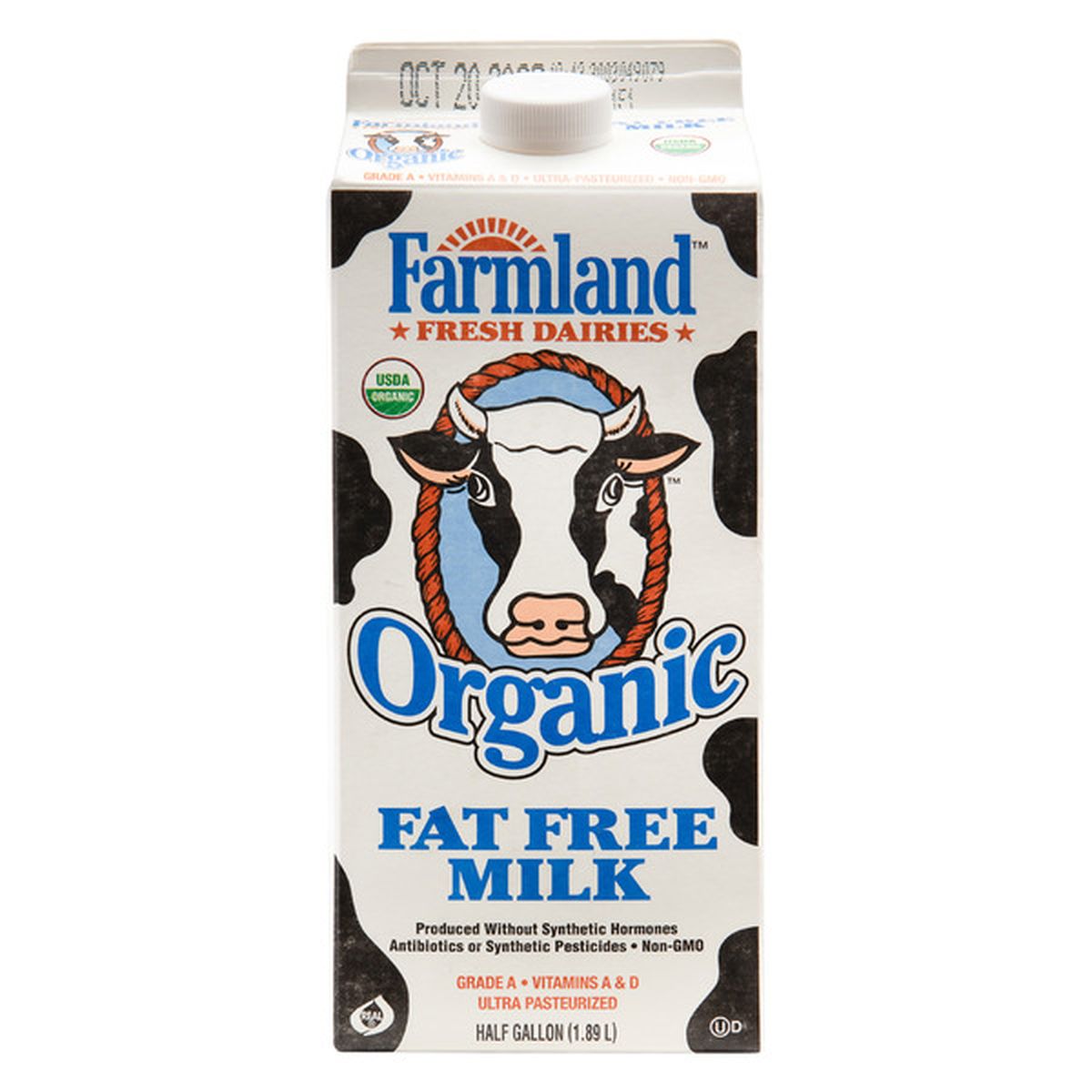 Farmland Fresh Dairies Organic Fat Free Milk 0 5 Gal Delivery Or