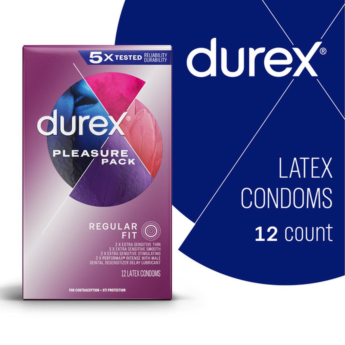 Durex Pleasure Pack, Assorted Lubricated Premium Condoms, Sensation and  Stimulation