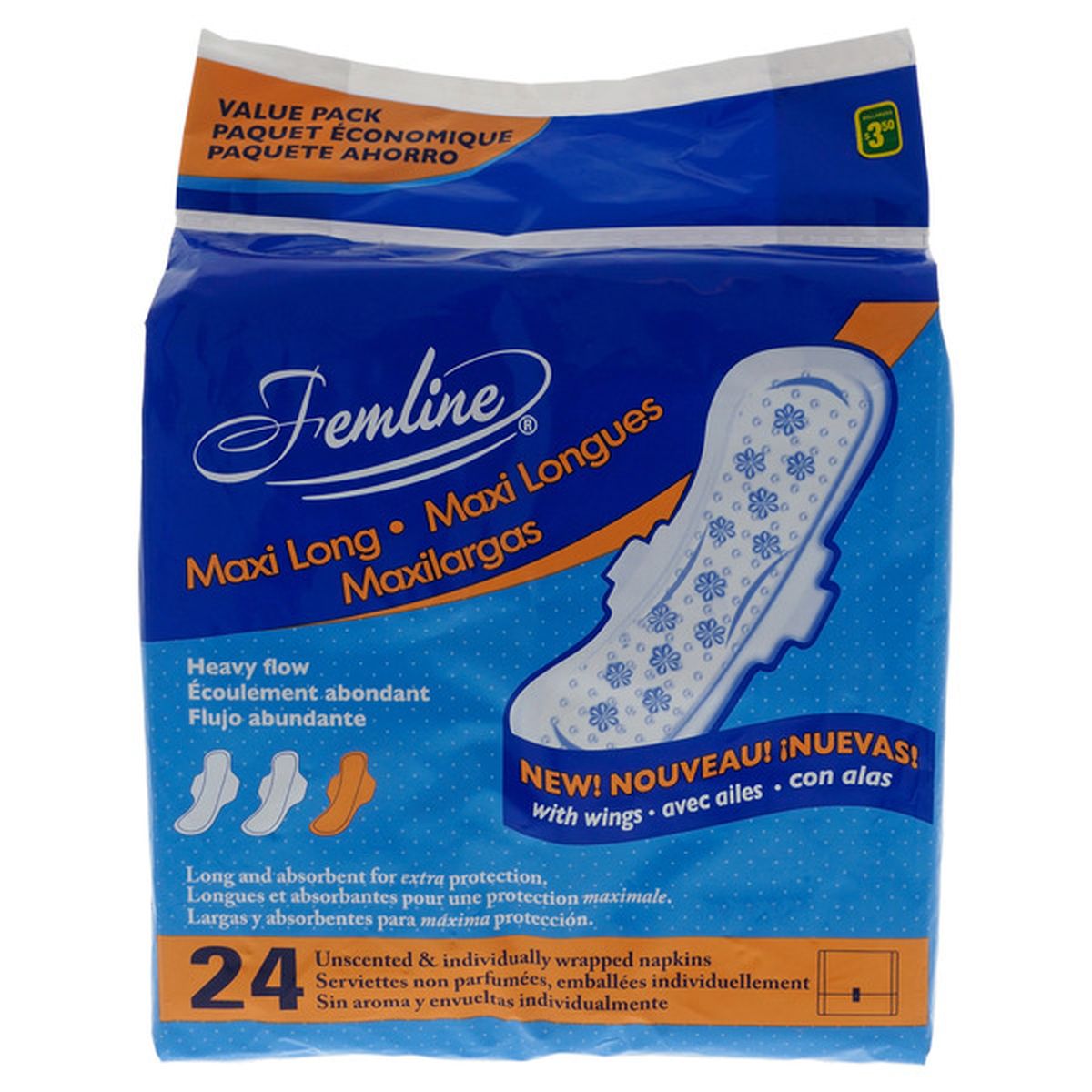 Femline Sanitary Pads - Maxi Long 24 Pack (24 ct) Delivery or Pickup Near  Me - Instacart