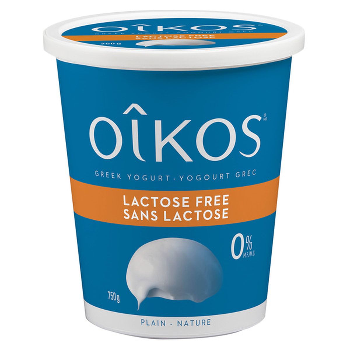 Oikos Lactose Free Greek Yogurt, Plain, Fat Free, No Added Sugar, 0% M.F.  (750 g) Delivery or Pickup Near Me - Instacart