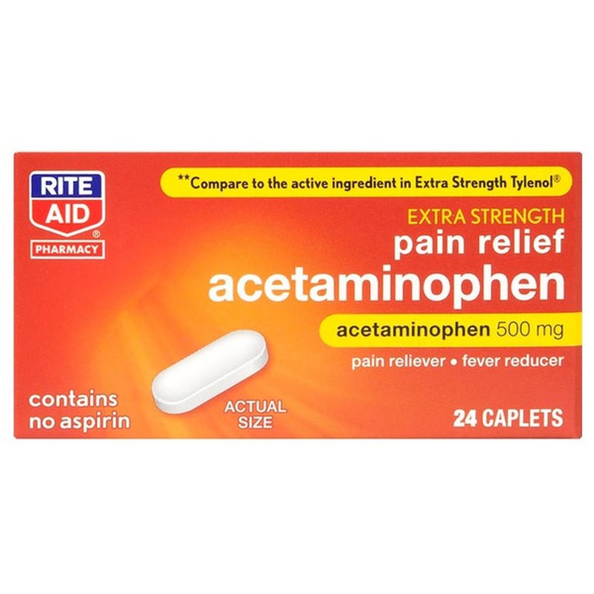 Rite Aid Pharmacy Acetaminophen, Extra Strength, 500 mg, Caplets, 24 ...