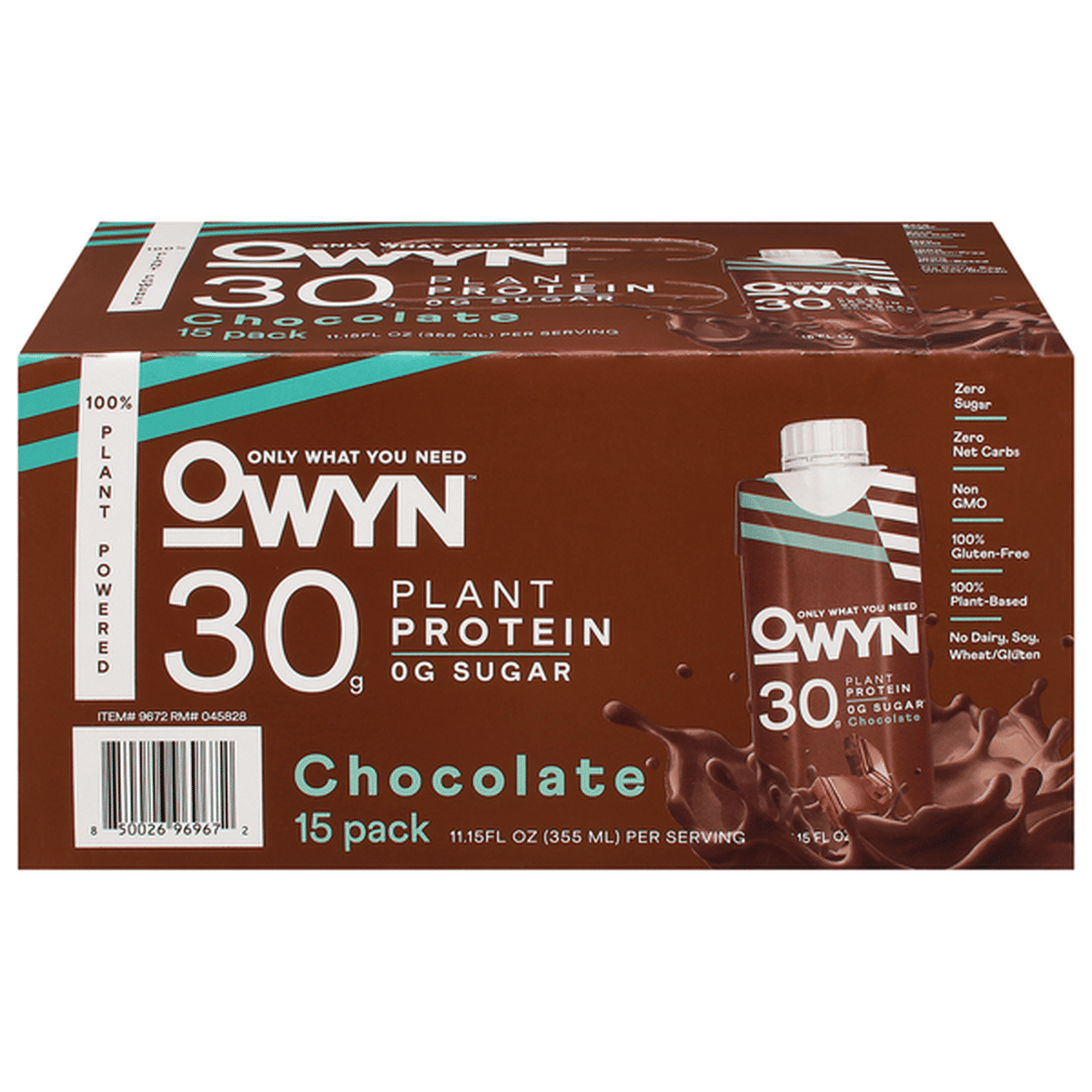 OWYN Shake, Plant Protein, Chocolate, 15 Pack (11.15 fl oz) Delivery or ...