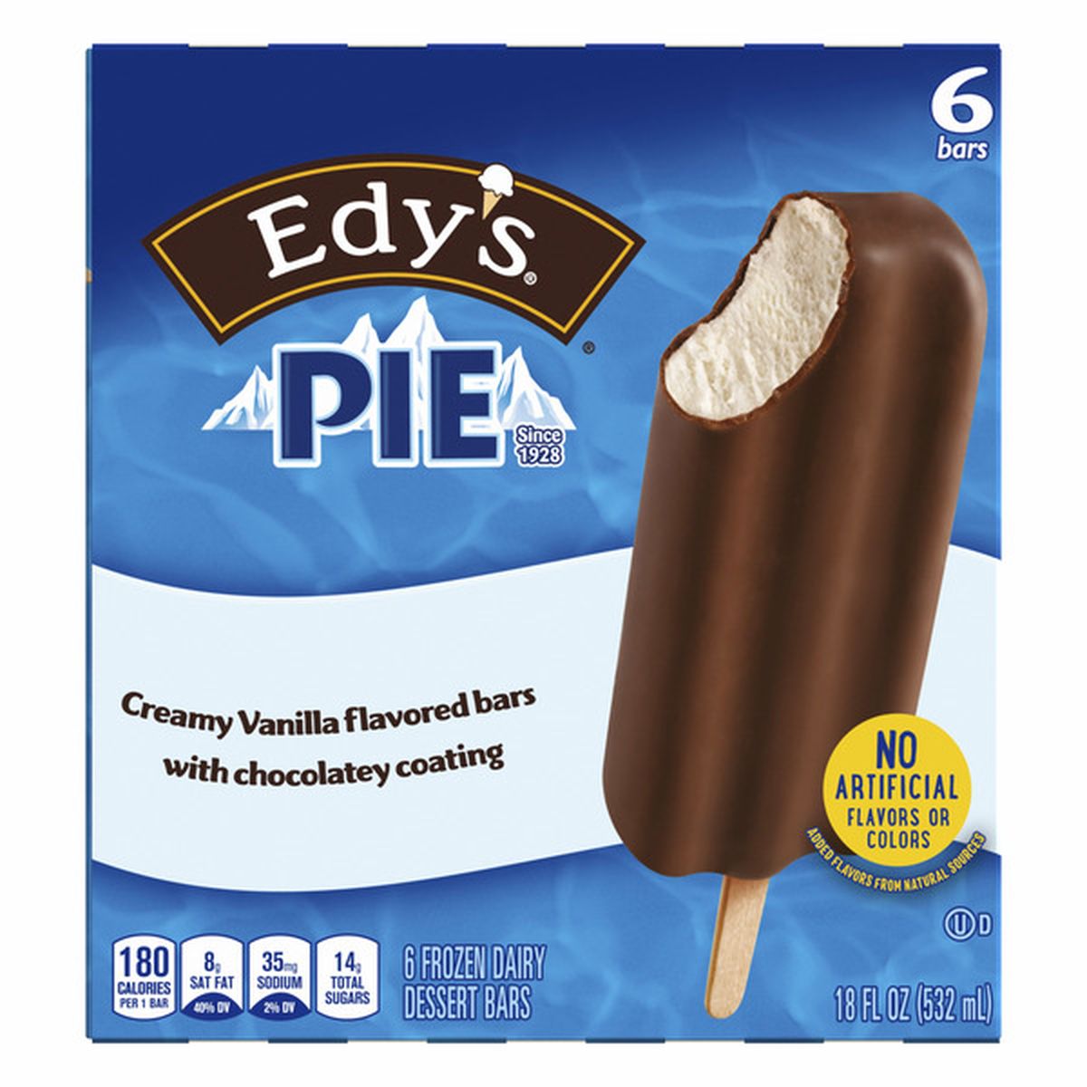 Edys Dreyers Pie Creamy Vanilla Frozen Dairy Dessert Bars 6 Each