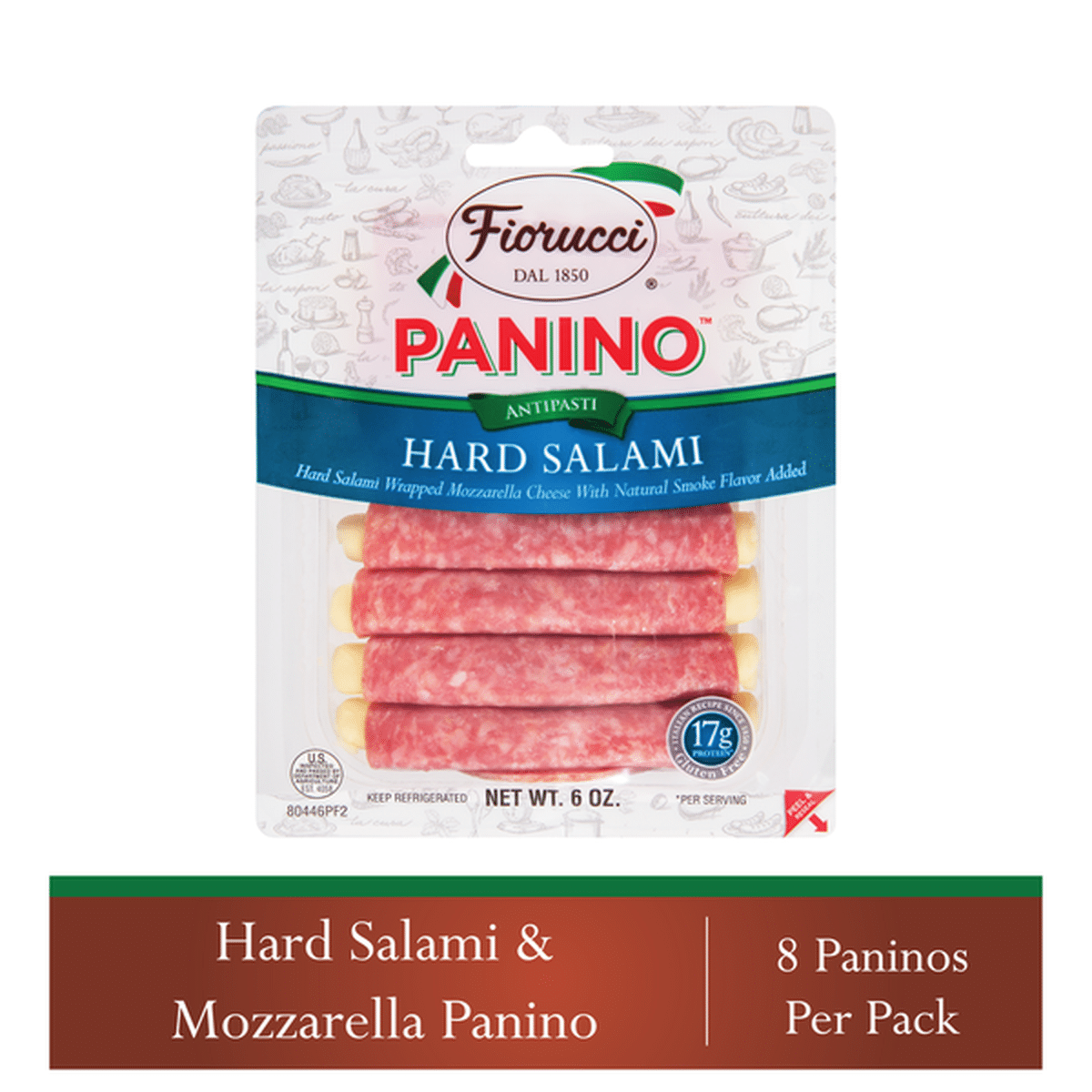 Fiorucci Hard Salami Wrapped Mozzarella Cheese Panino, Easy to Open ...