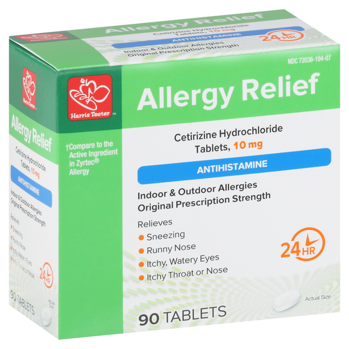 Harris Teeter Allergy Relief, Antihistamine, 10 mg, Tablets (90 each ...