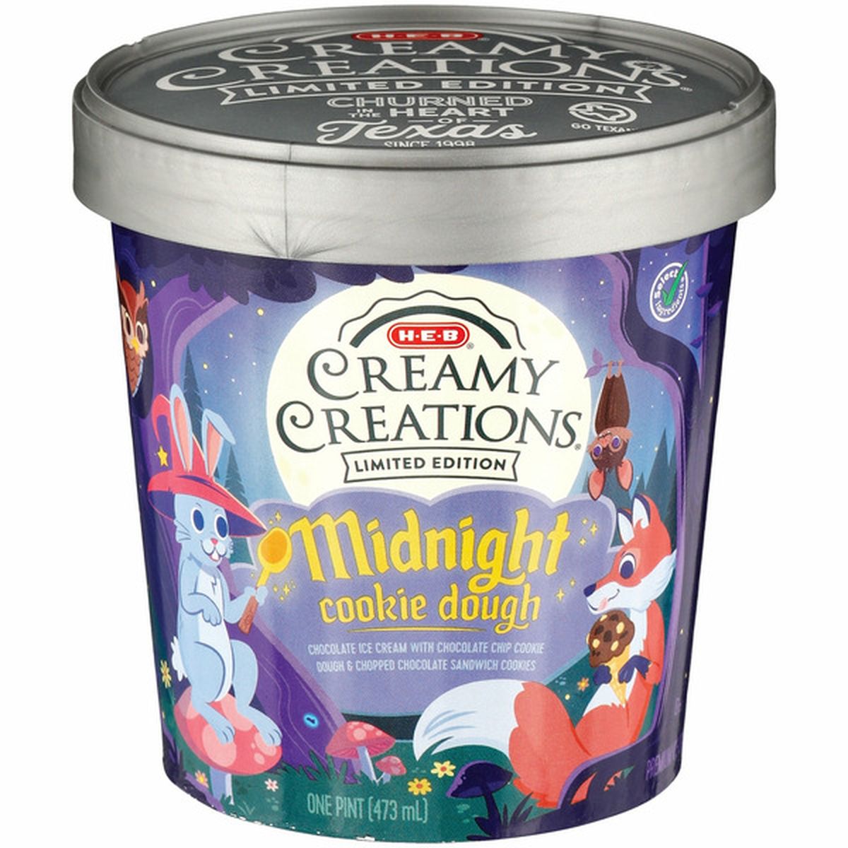 H-E-B Select Ingredients Creamy Creations Midnight Cookie Dough Ice ...