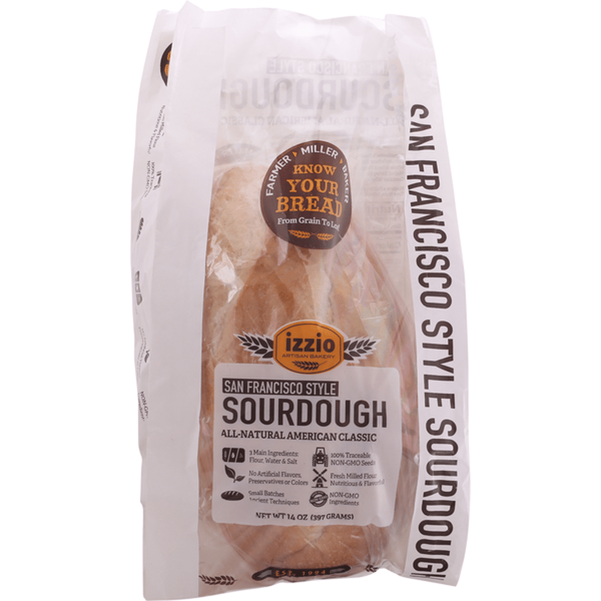 Izzio Artisan Bakery Bread, Sourdough, San Francisco Style (14 Oz ...