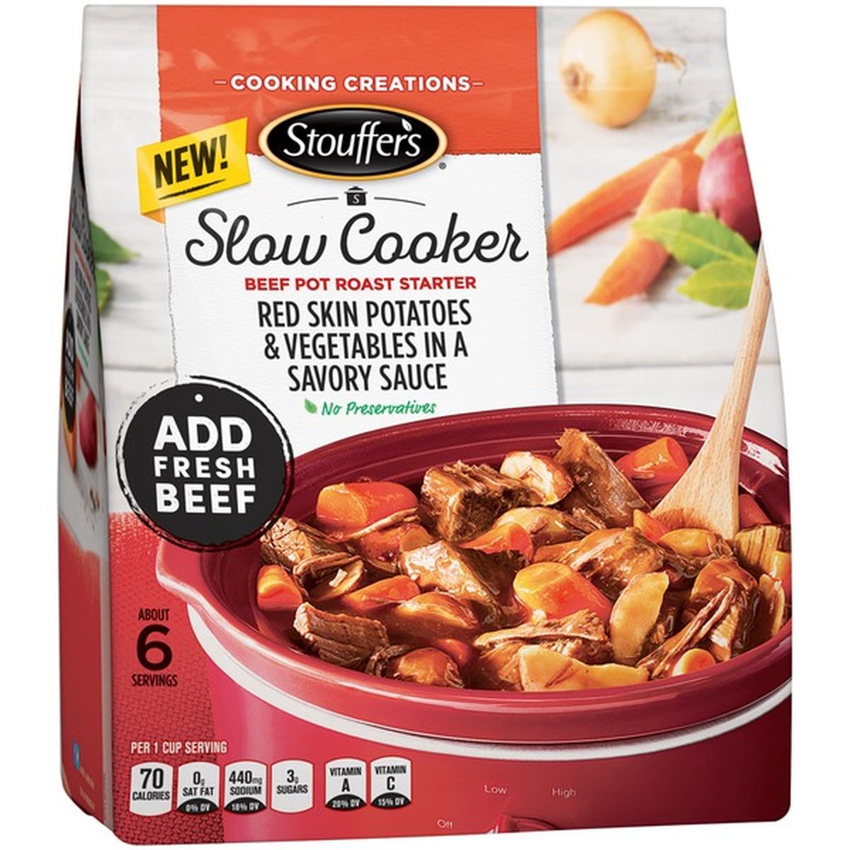 Stouffer's Red skin potatoes & vegetables in a savory sauce Beef Pot ...