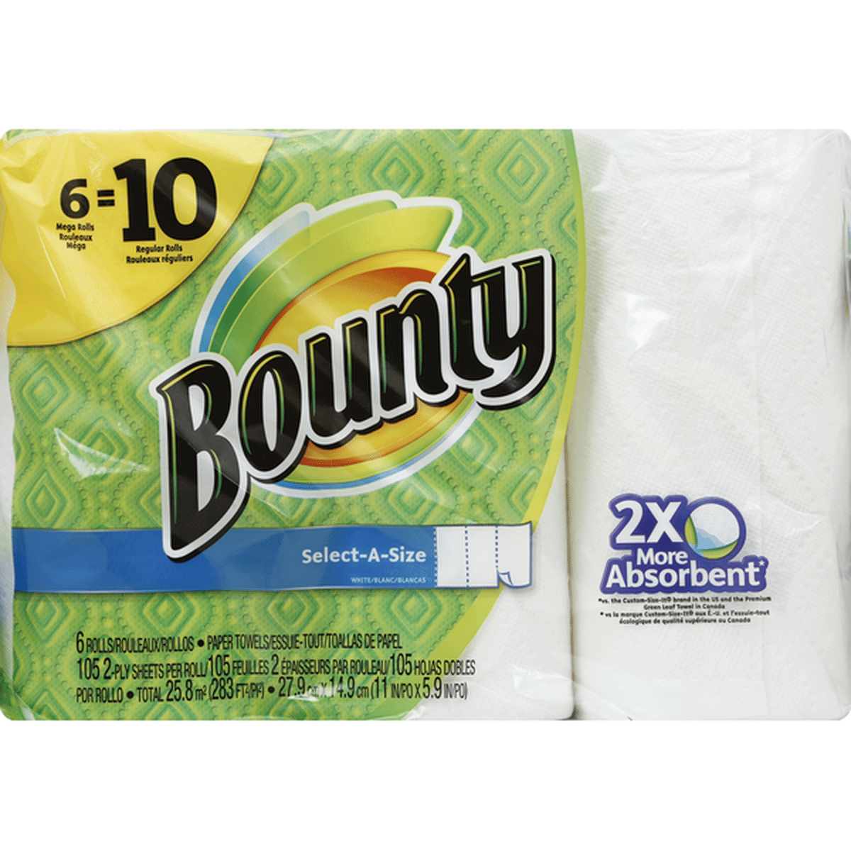 Bounty Paper Towels, Select-A-Size, Mega Rolls, White, 2-Ply (6 each)  Delivery or Pickup Near Me - Instacart