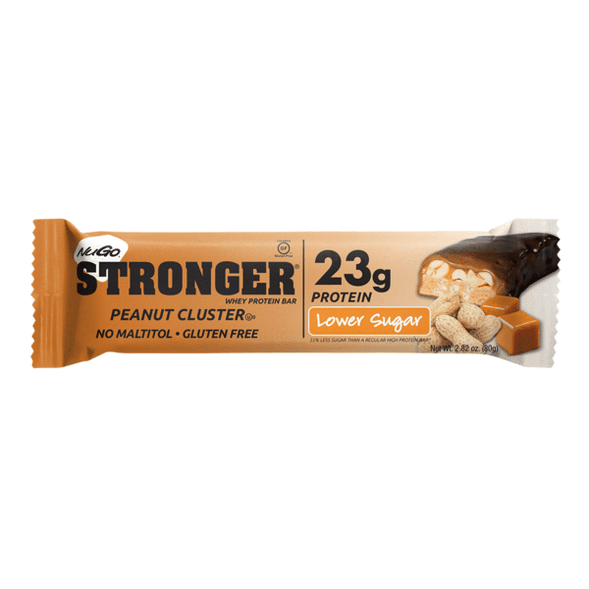 NuGo Stronger Peanut Cluster, Gluten Free, 23g Whey Protein Bar (2.82 ...