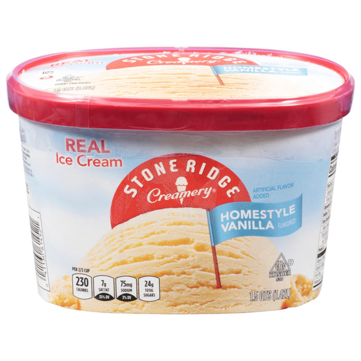 Stone Ridge Creamery Ice Cream, Real, Homestyle Vanilla Flavored (1.5 ...