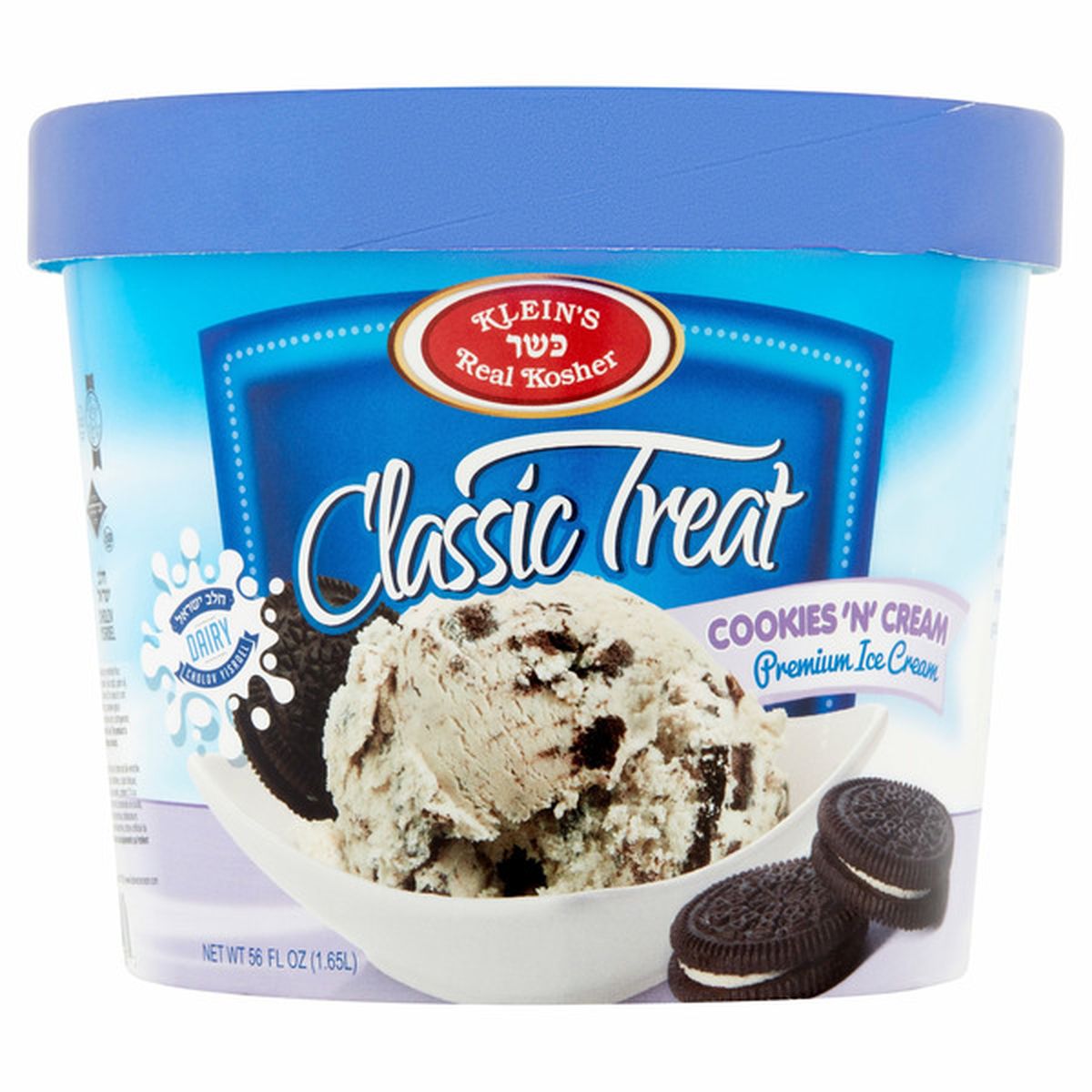 Klein S Real Kosher Classic Treat Cookies N Cream Premium Ice Cream