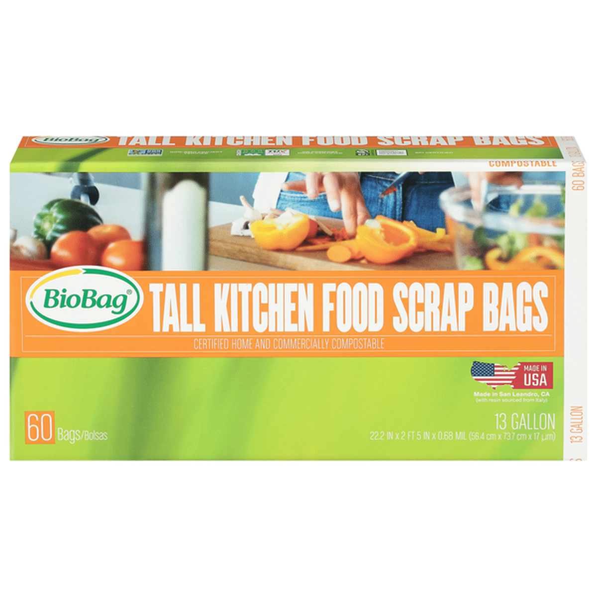 BioBag Tall Kitchen Bags Food Scrap 13 Gallon 60 Each Delivery Or