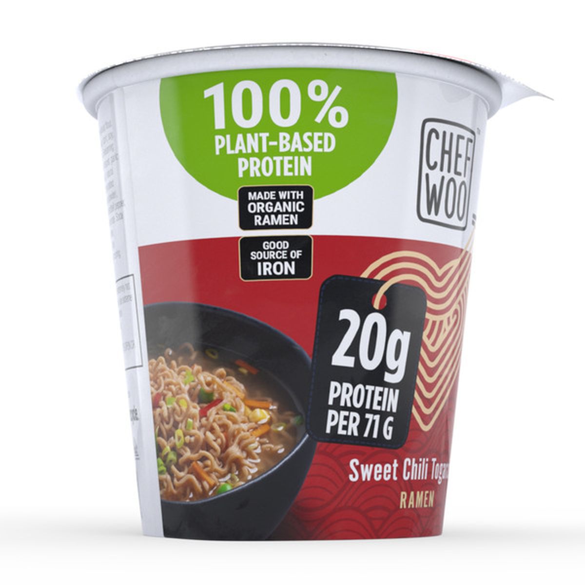 Chef Woo Sweet Chili Togarashi Ramen Cup Noodles, 20g Protein (2.5 oz ...