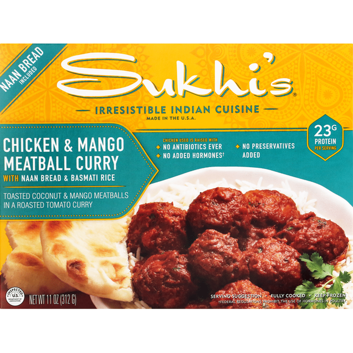 Sukhi S Chicken Mango Meatballs Curry With Naan Bread Basmati Rice