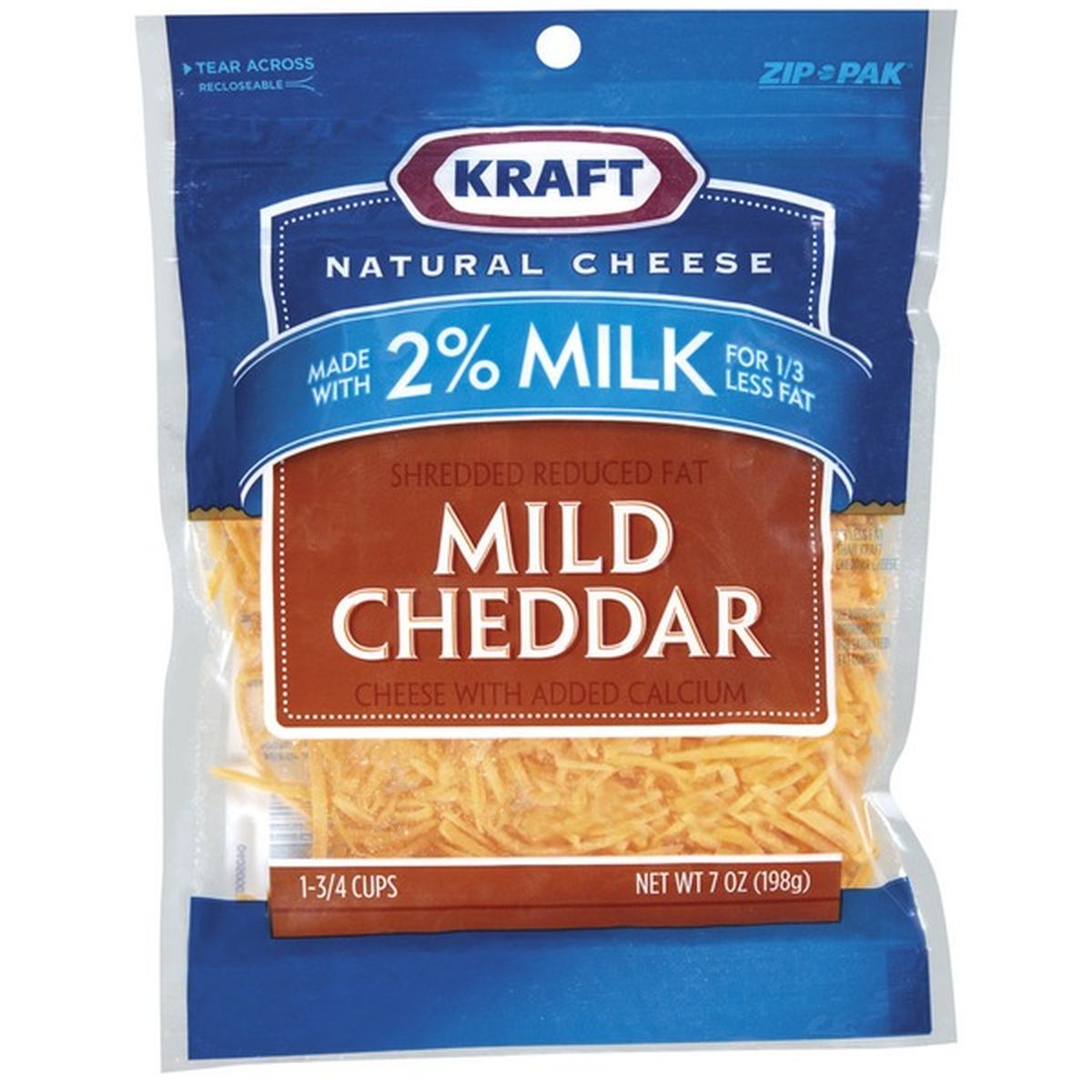 Kraft Mild Cheddar Reduced Fat W/Added Calcium Made W/2% Milk Shredded ...