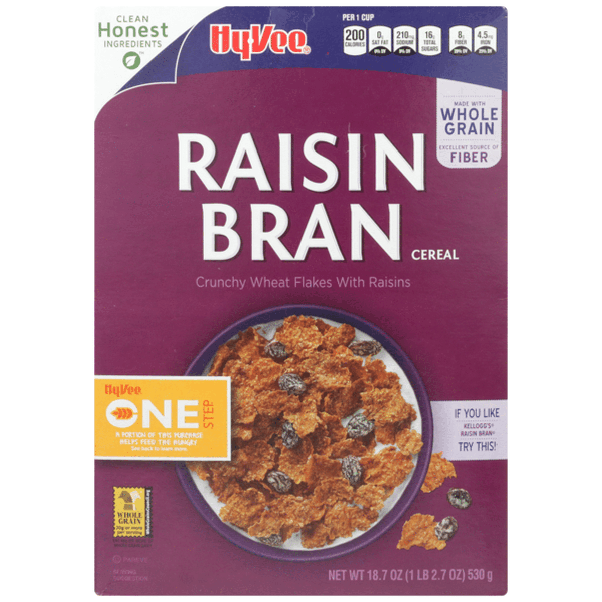 Hy-Vee One Step Raisin Bran Crunchy Wheat Flakes With Raisins Cereal ...