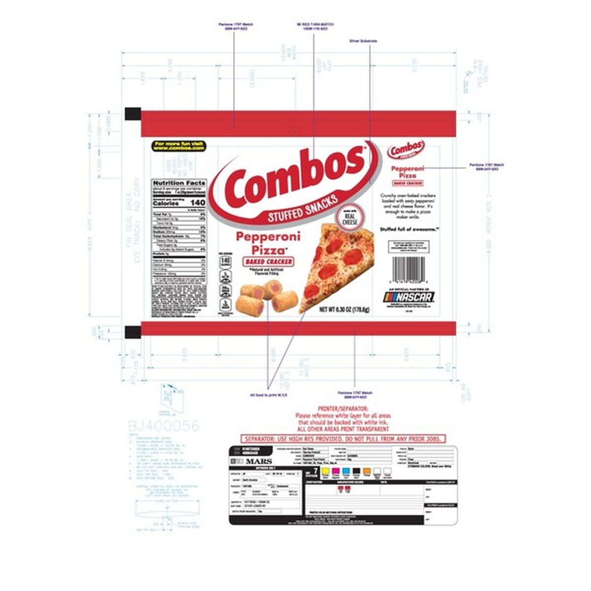 Combos Stuffed Snacks Pepperoni Pizza Baked Cracker Snacks - 6.3