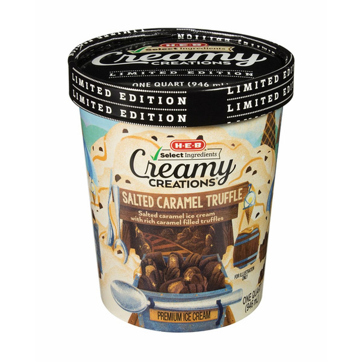 H-E-B Select Ingredients Creamy Creations Salted Caramel Truffle (32 Oz ...