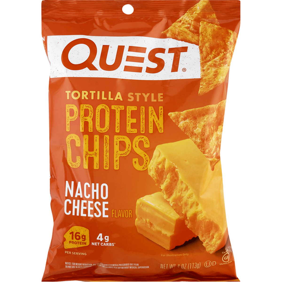 Quest Protein Chips Nacho Cheese Flavor Tortilla Style 4 Oz