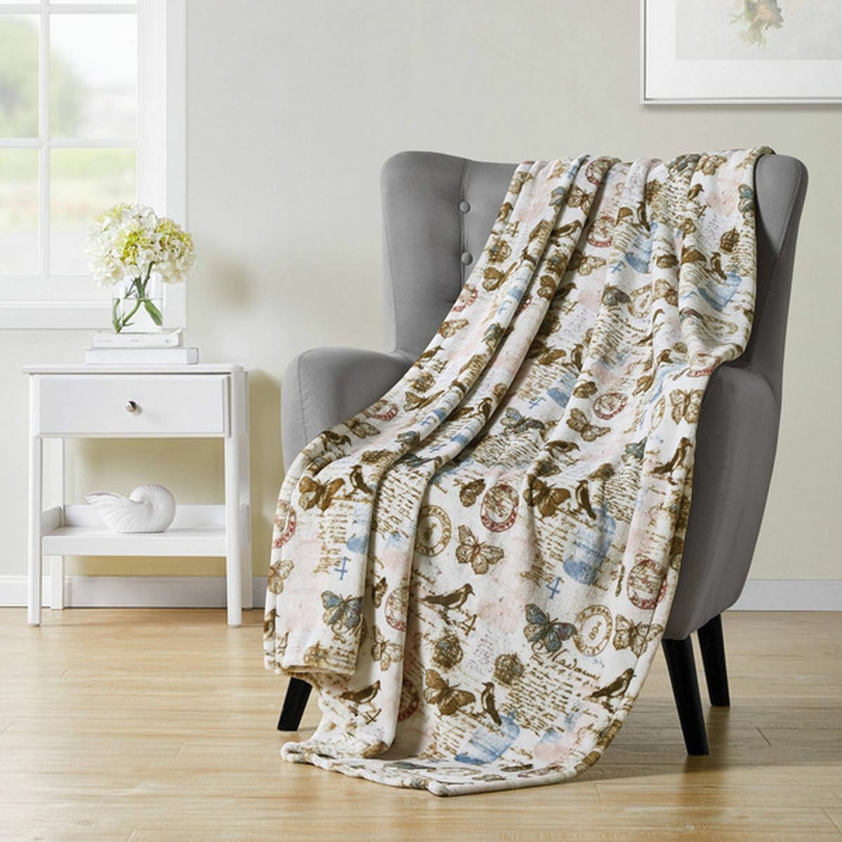 VCNY Home Oversized Love Birds Plush Throw Blanket, 50 x 70 Inch (1 ...