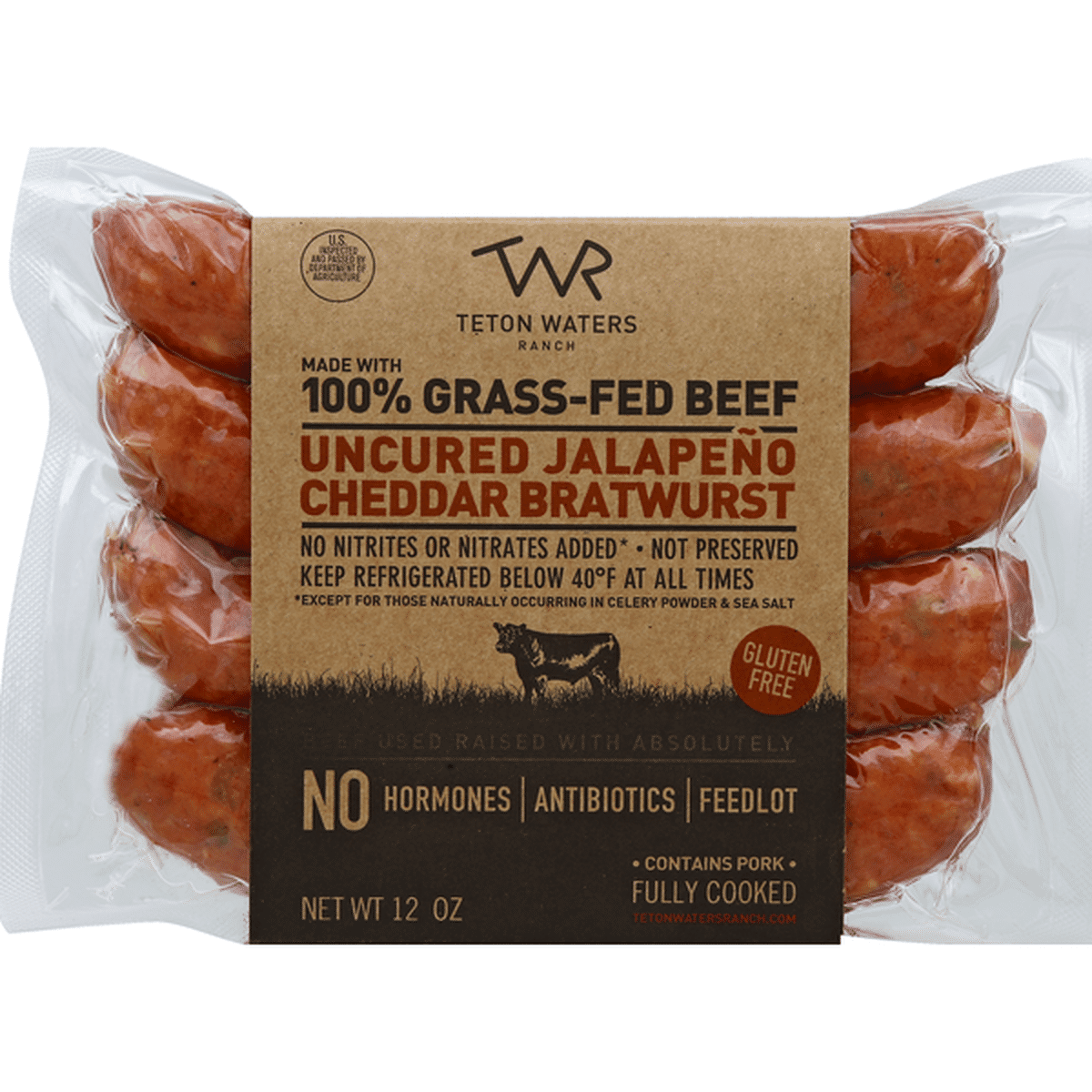 Teton Waters Ranch Uncured Jalapeño Cheddar Bratwurst 12 oz Delivery