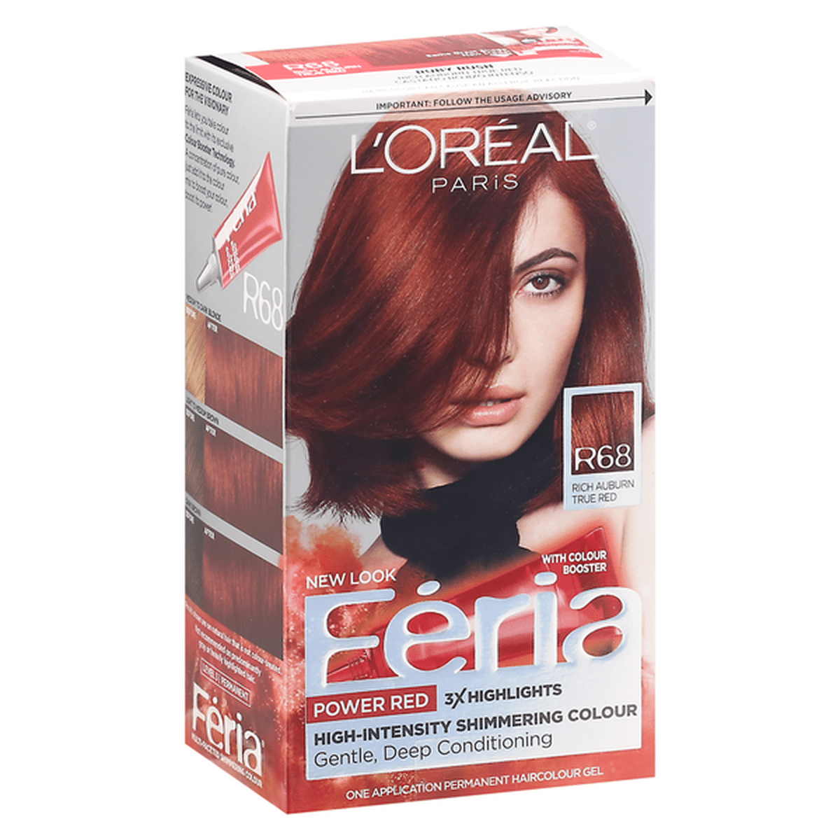 Loréal Paris Féria Permanent Haircolour Gel Rich Auburn True Red R68