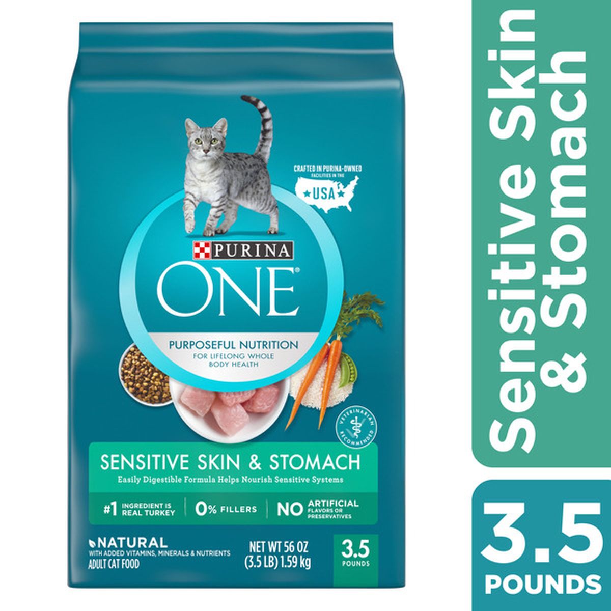 Purina ONE Natural Dry Cat Food Sensitive Skin Stomach Formula