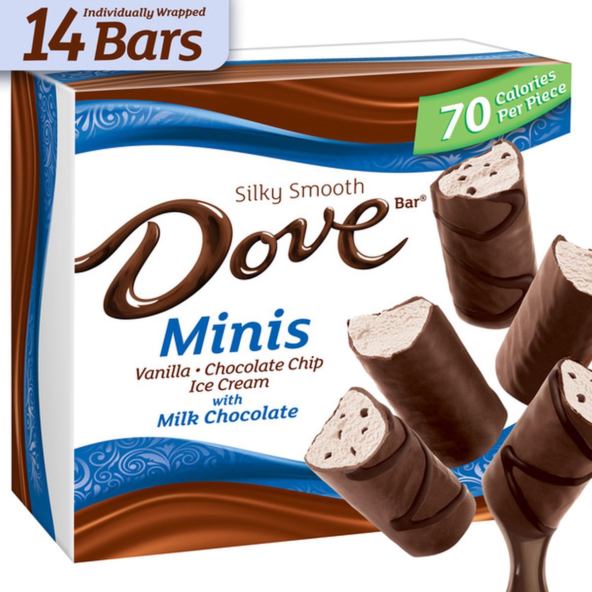 Dove Bar Minis Vanilla Chocolate Chip Ice Cream With Milk Chocolate