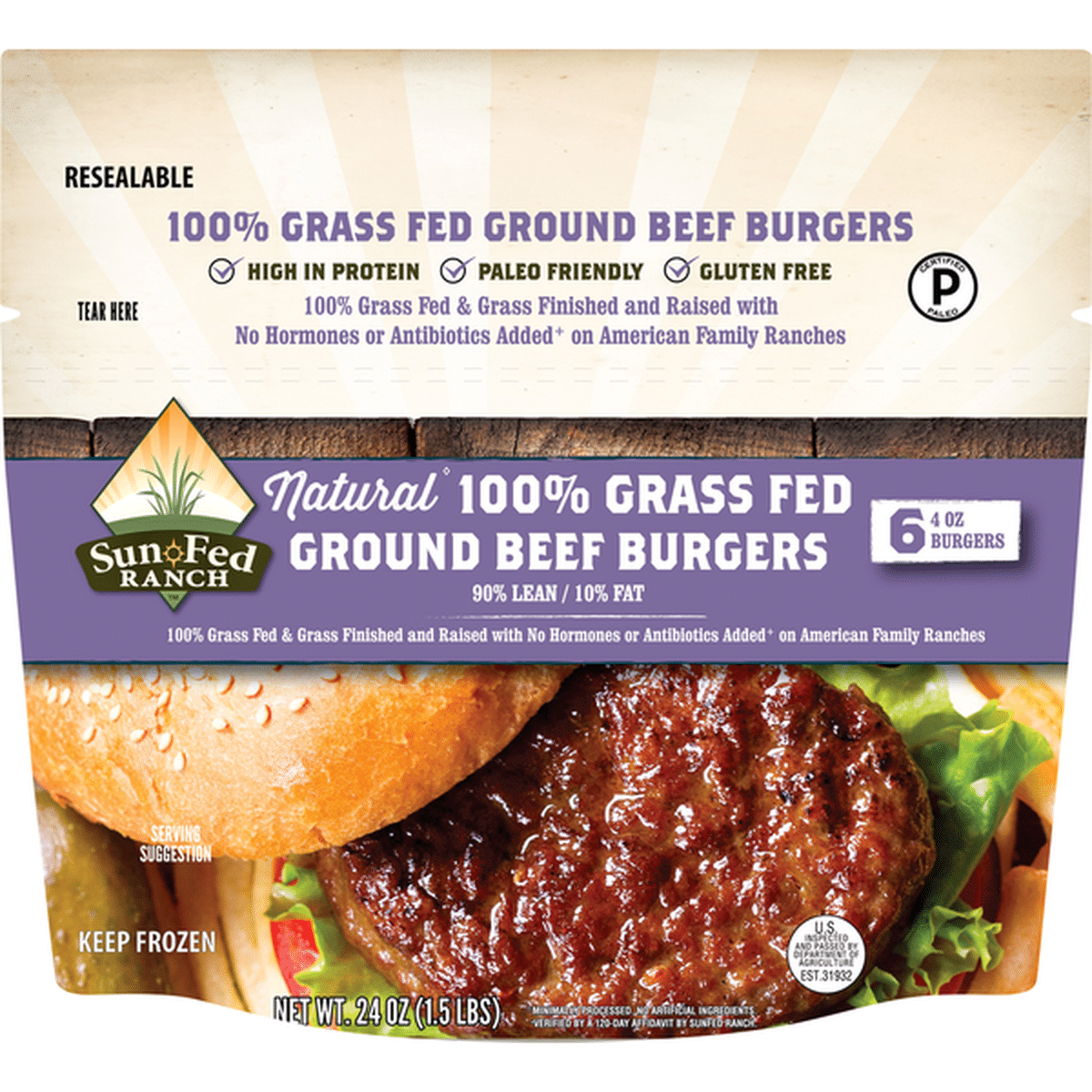 Sunfed Ranch Burgers Ground Beef 100 Grass Fed 4 Oz Delivery Or Pickup Near Me Instacart 0503