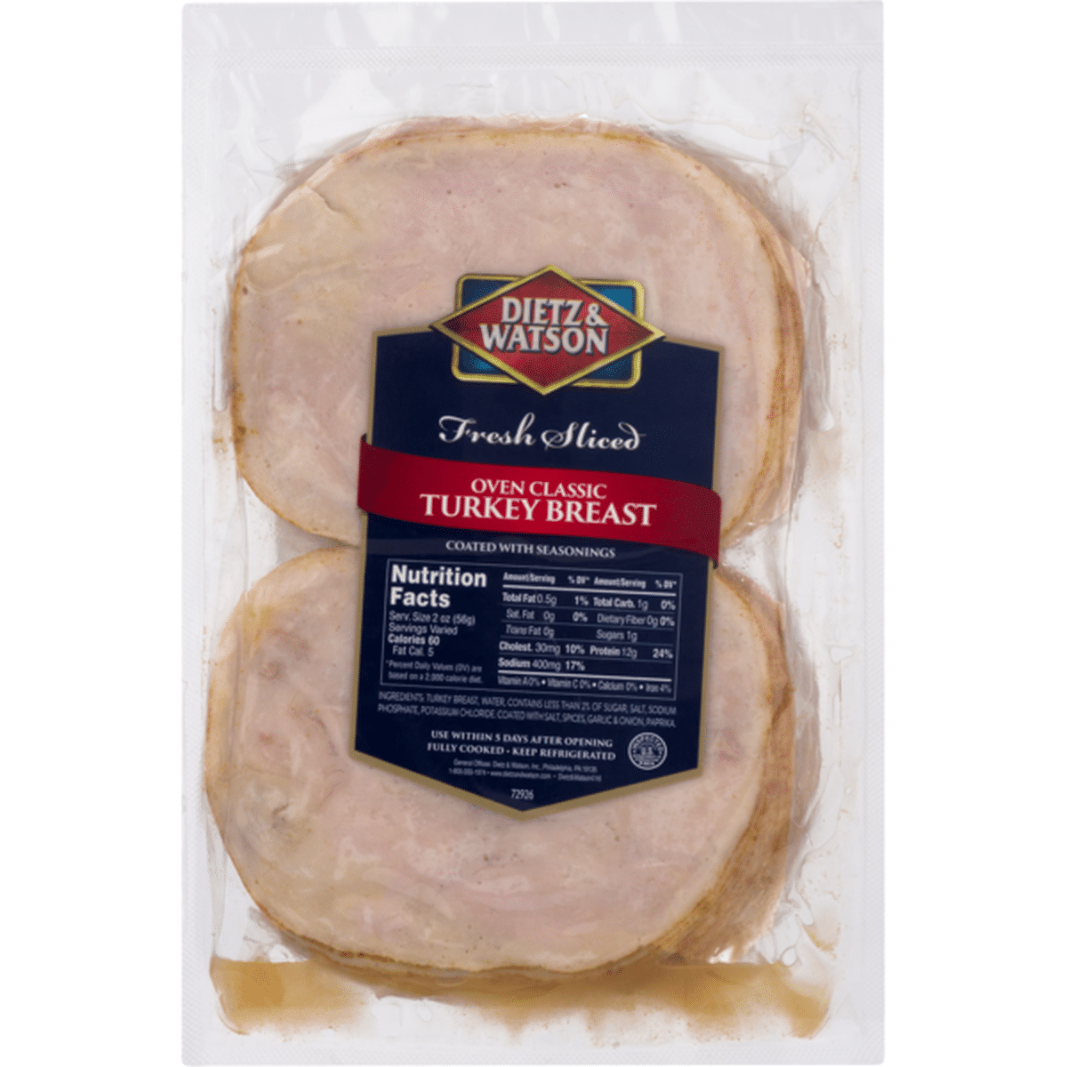 Dietz & Watson Freshly Sliced Oven Classic Turkey Breast (1 Ct ...