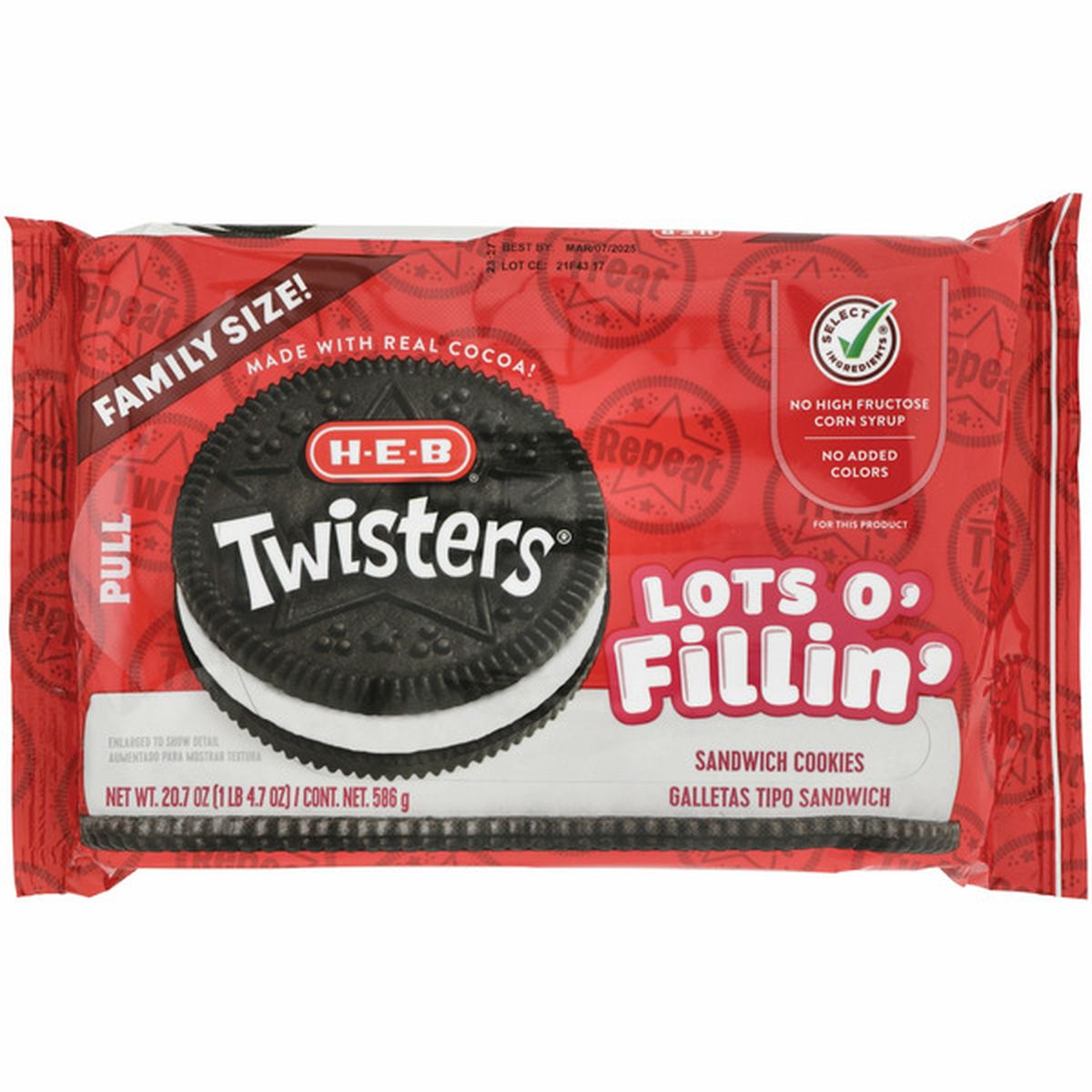 H-E-B Twisters Lots O' Fillin' Sandwich Cookies (20.7 Oz) Delivery Or ...