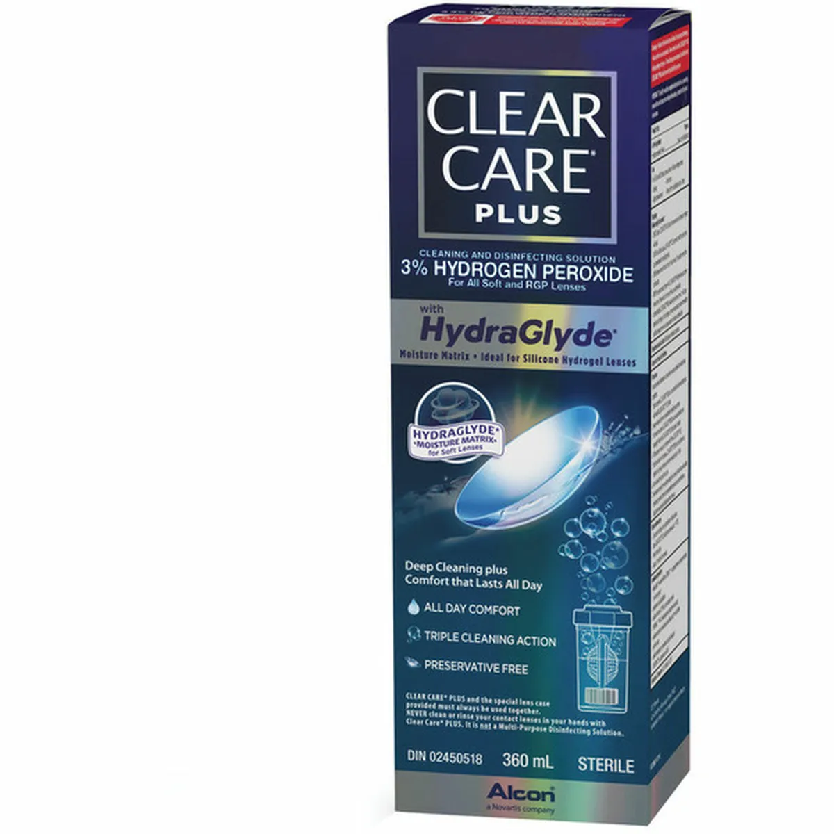 Alcon CLEAR CARE Plus Hydraglyde Cleaning & Disinfecting Solution For Lenses  (360 ml) Delivery or Pickup Near Me - Instacart