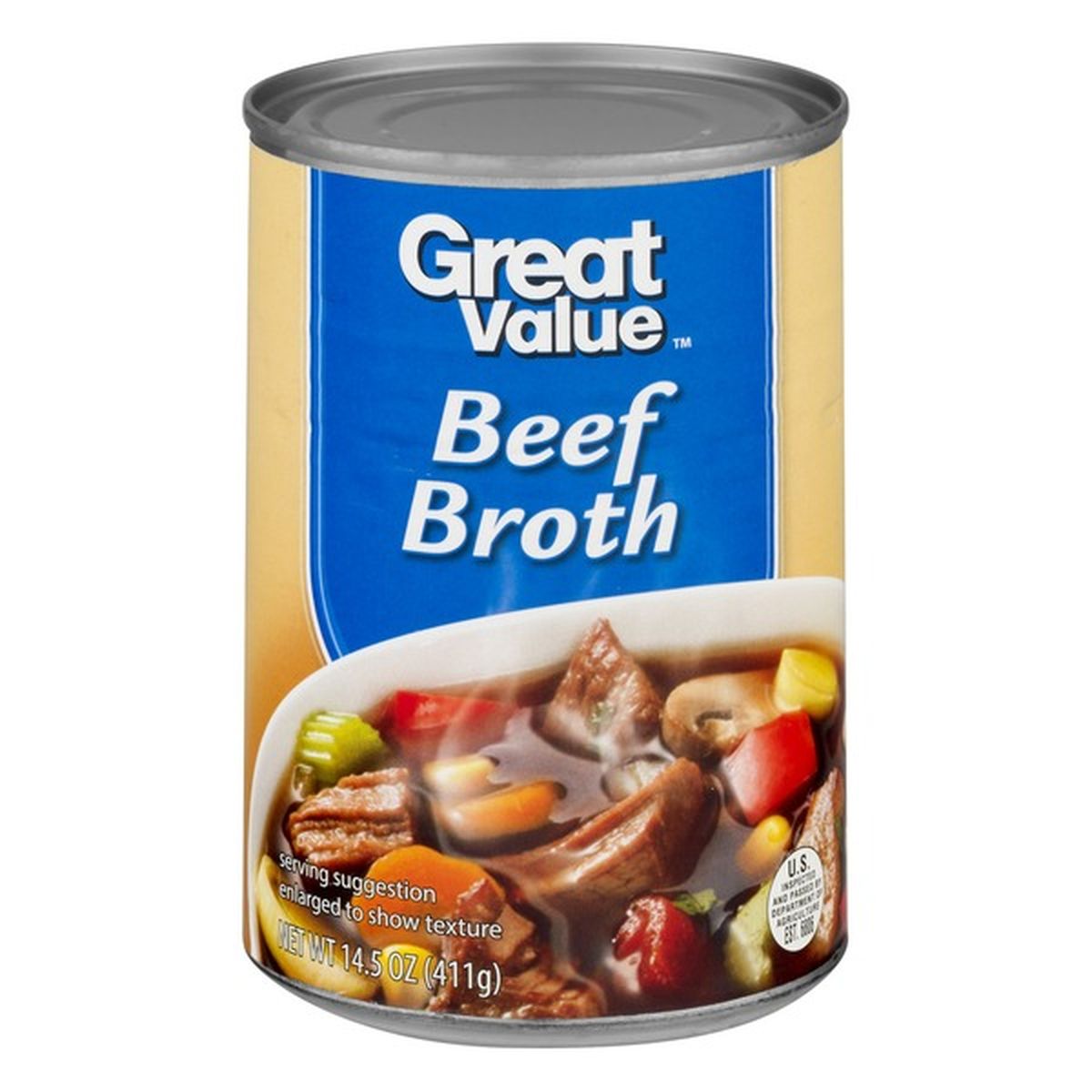 Great Value Beef Broth, Ready to Serve, Canned, 14.5 oz (14.5 oz