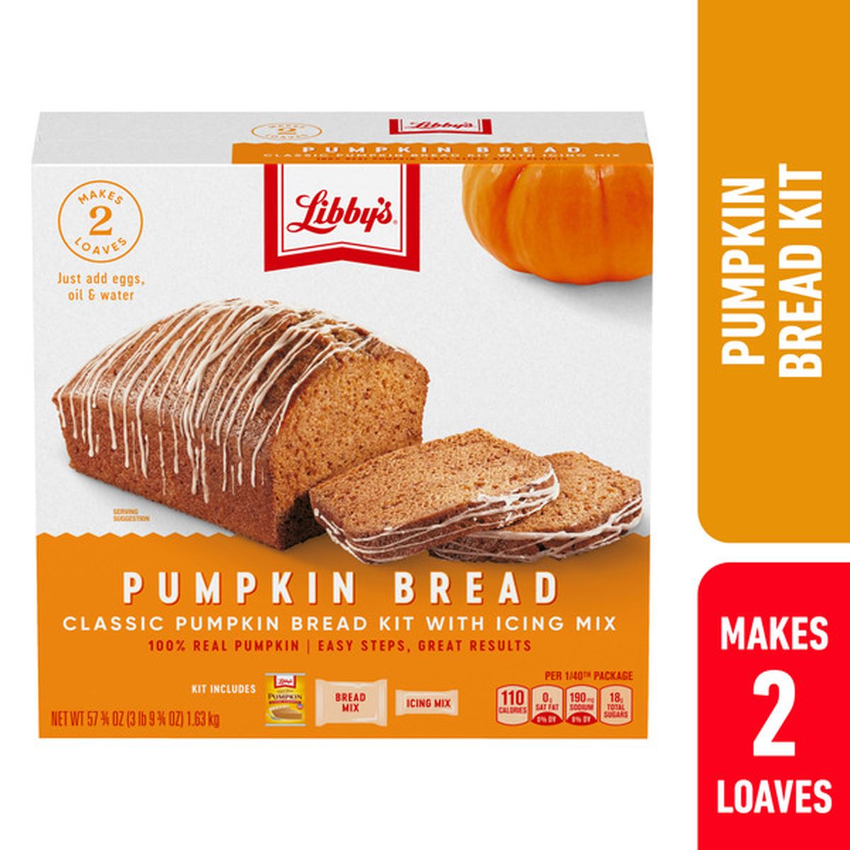 Libby's Pumpkin Classic Pumpkin Bread Kit With Icing (57.8 Oz) Delivery ...